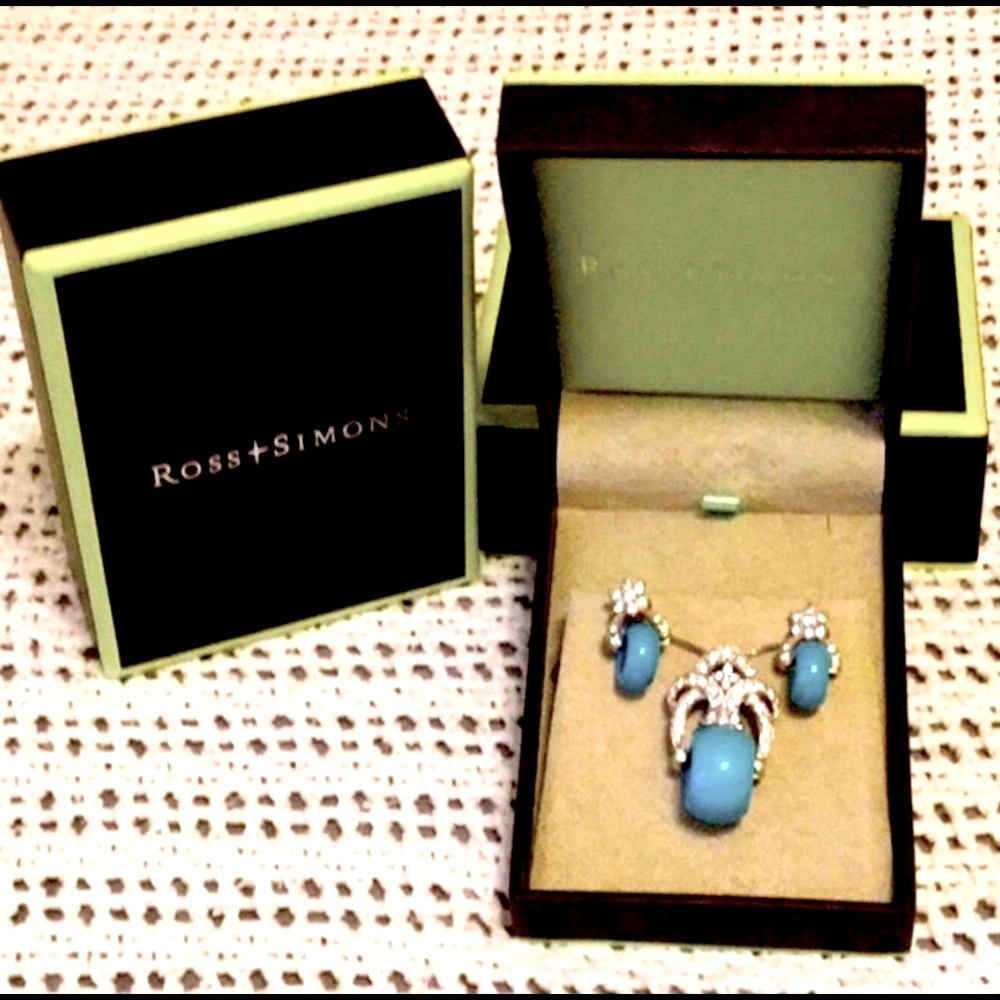 HTF! Ross & Simons 925 S Turquoise Beads Necklace & Earring Gorgeous!!!☝🏻😍💎🥰